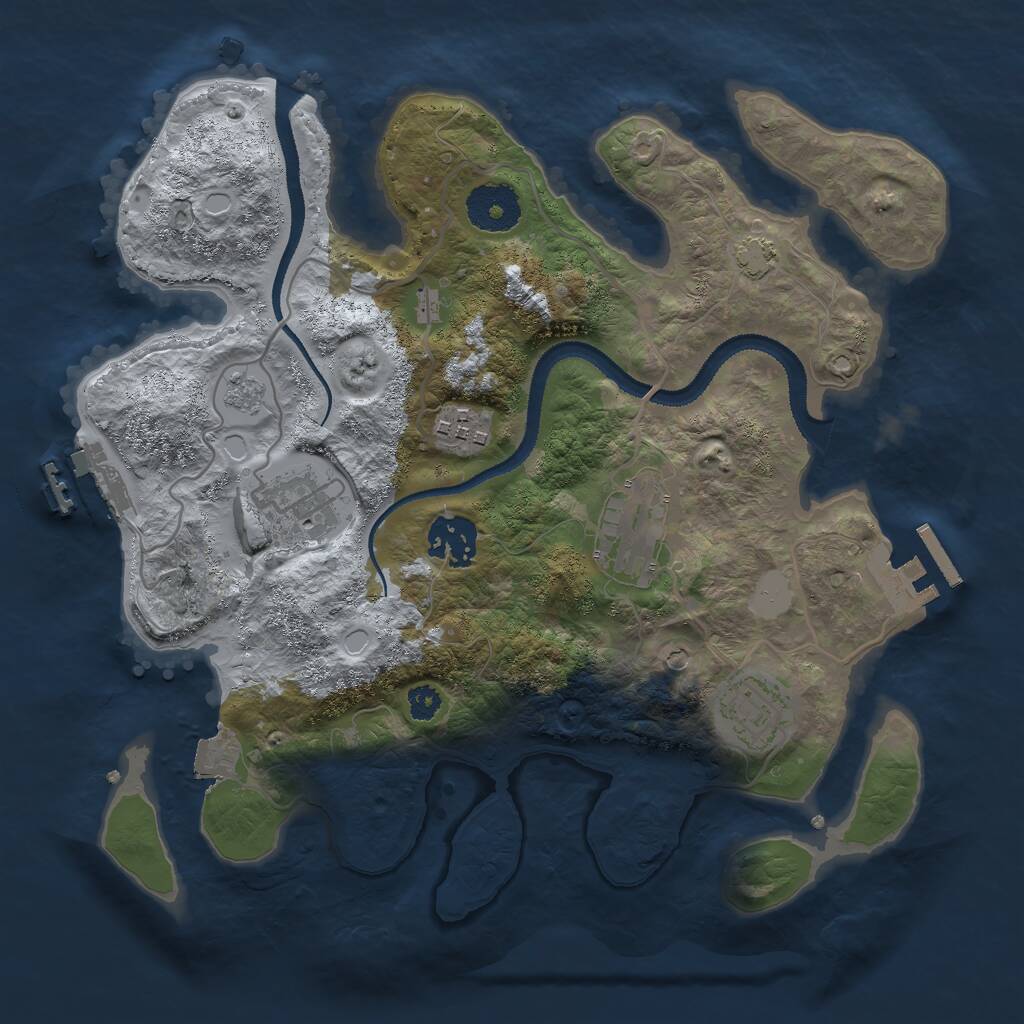 Rust Map: Procedural Map, Size: 3000, Seed: 1038643071, 11 Monuments