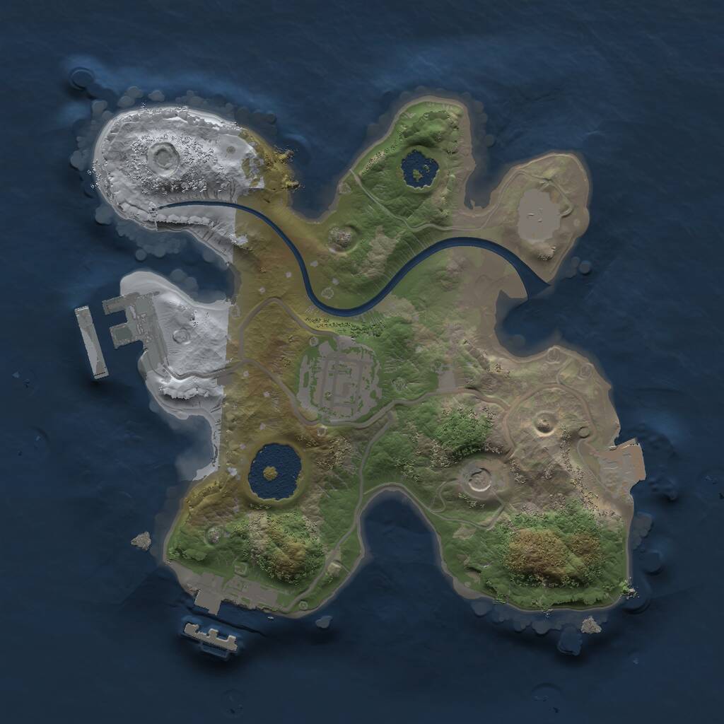Rust Map: Procedural Map, Size: 2000, Seed: 1639070729, 5 Monuments