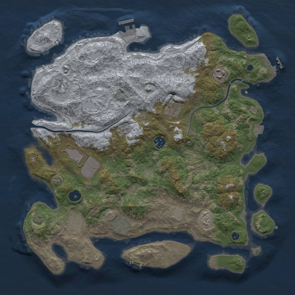 Rust Map: Procedural Map, Size: 3850, Seed: 34534212, 14 Monuments