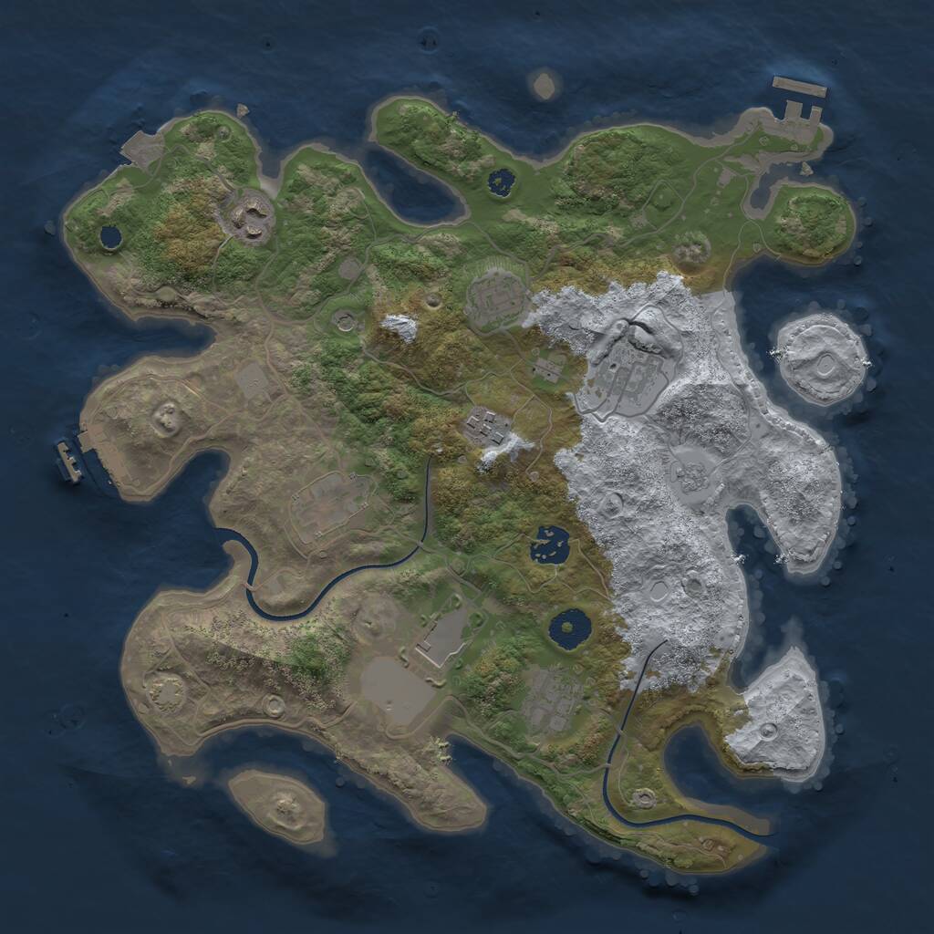 Rust Map: Procedural Map, Size: 3500, Seed: 1820319798, 14 Monuments