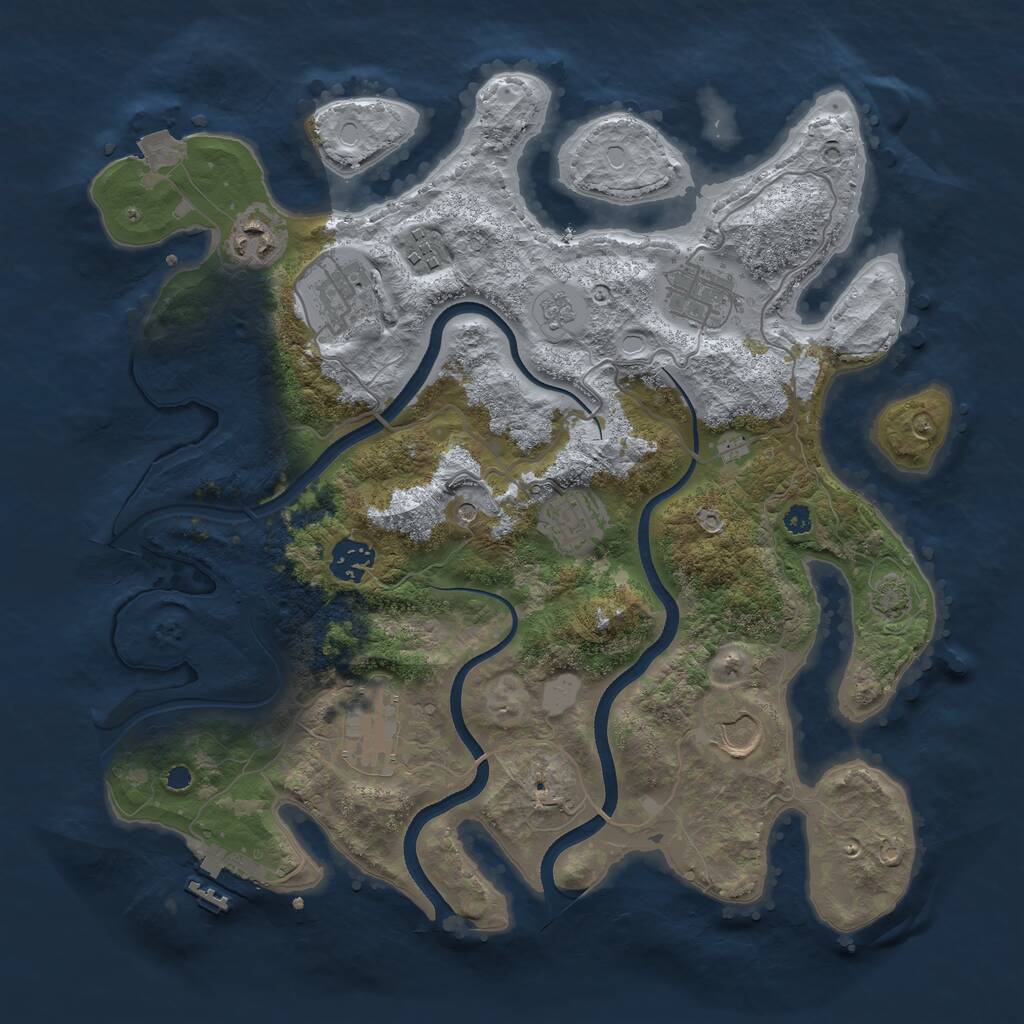 Rust Map: Procedural Map, Size: 3550, Seed: 1242341123, 13 Monuments
