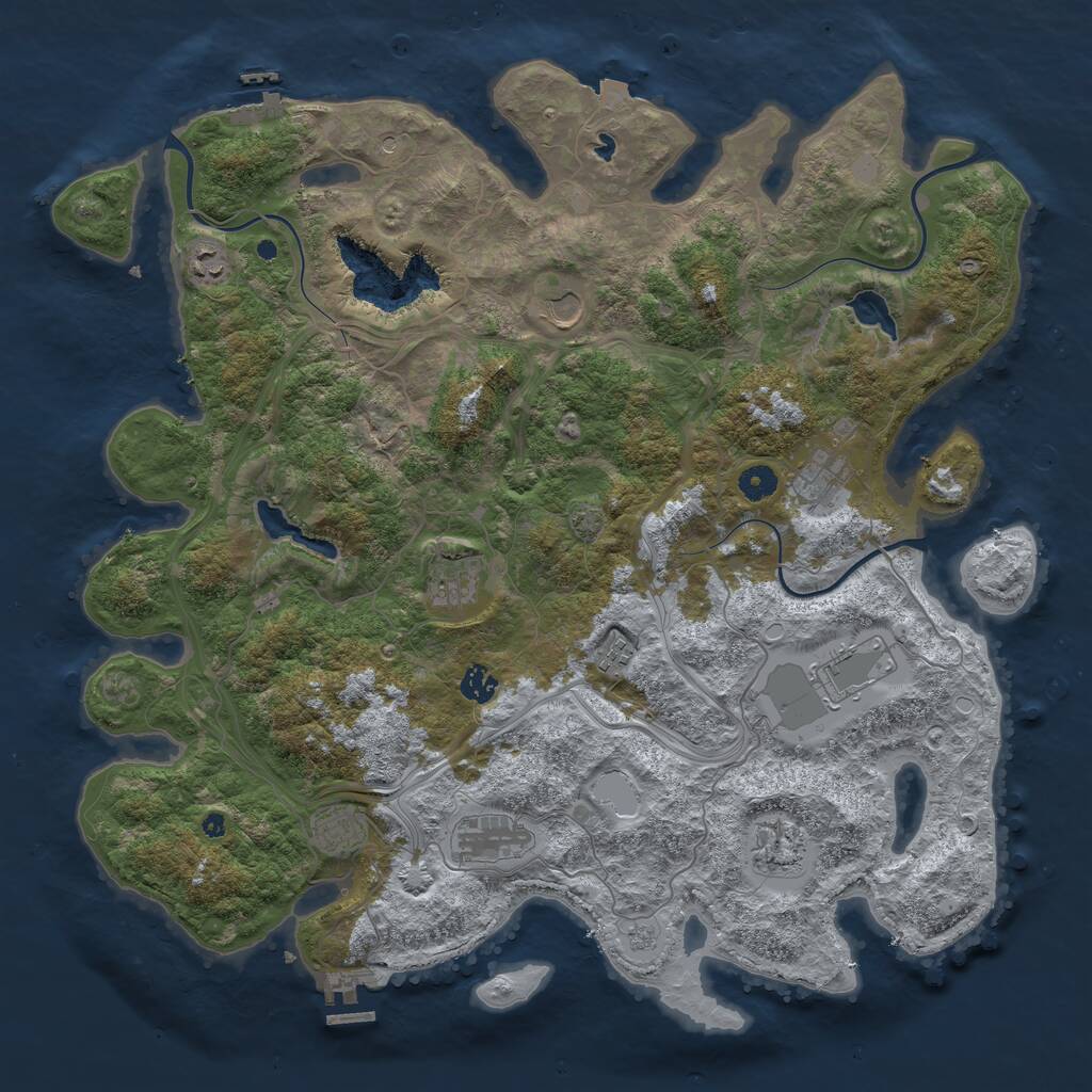Rust Map: Procedural Map, Size: 4500, Seed: 1103513866, 16 Monuments