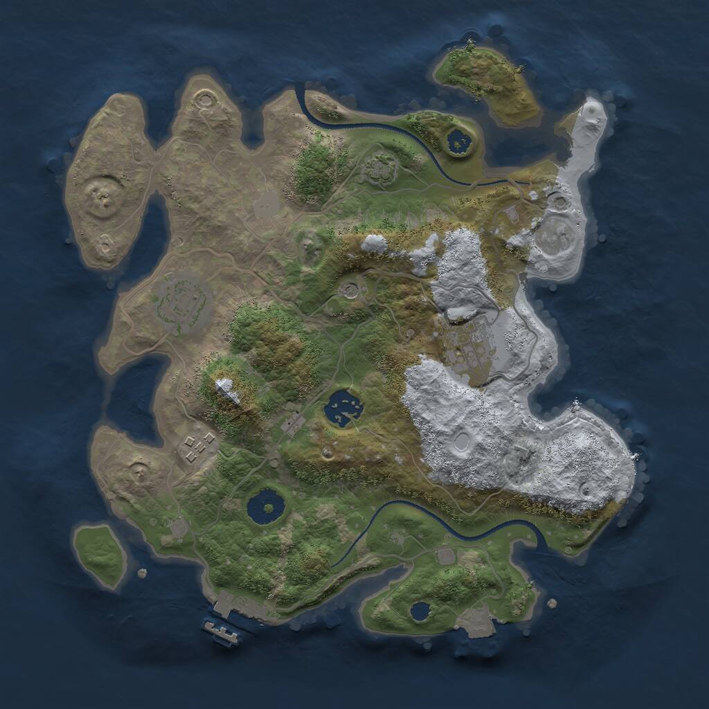 Rust Map: Procedural Map, Size: 3000, Seed: 32454362, 8 Monuments