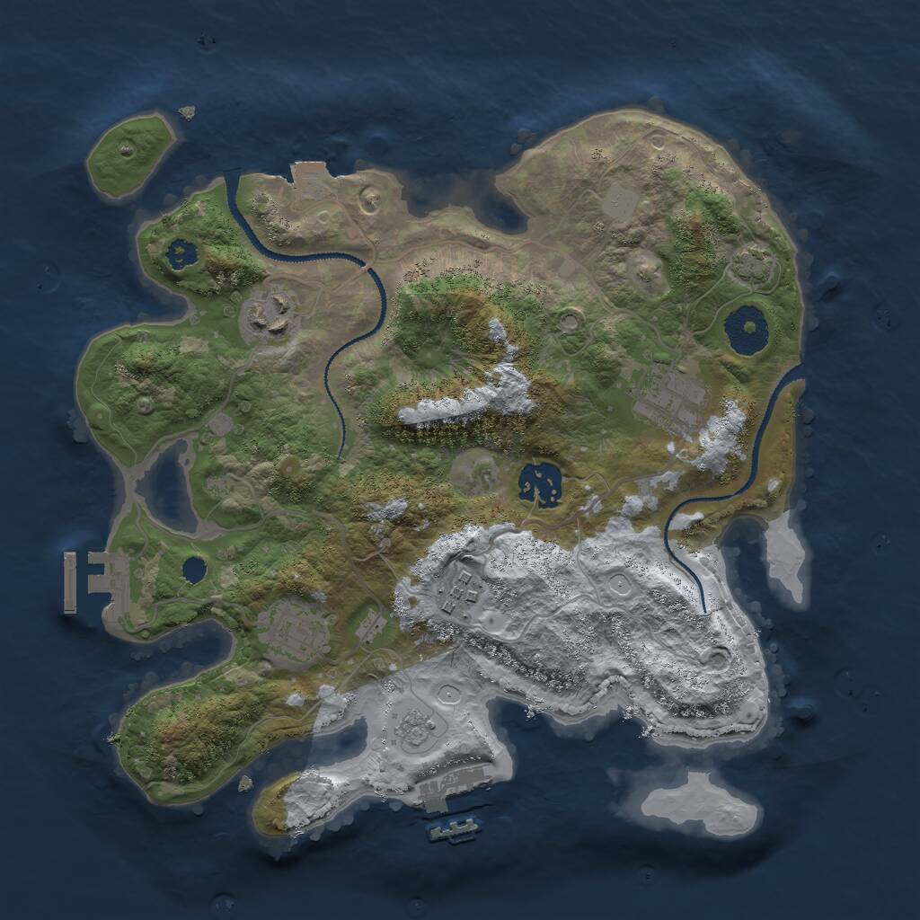 Rust Map: Procedural Map, Size: 3000, Seed: 1701053285, 10 Monuments