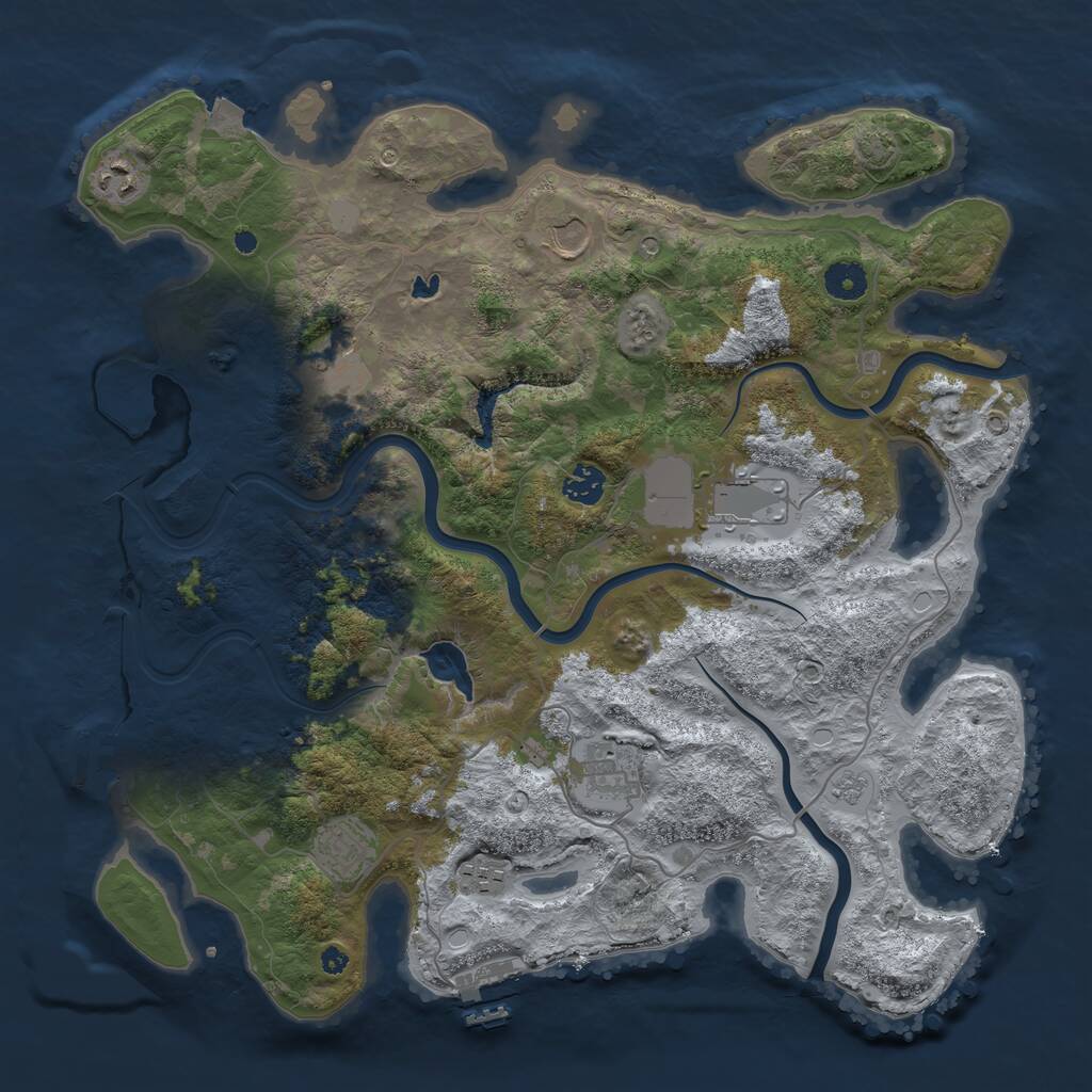 Rust Map: Procedural Map, Size: 4000, Seed: 1033421829, 14 Monuments