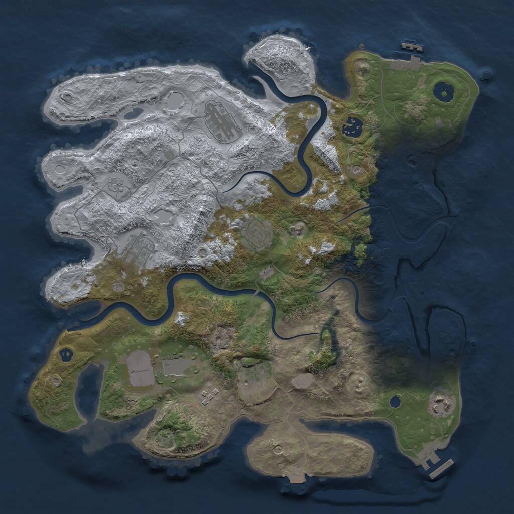 Rust Map: Procedural Map, Size: 3750, Seed: 55555, 14 Monuments
