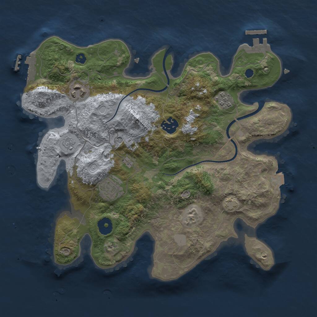 Rust Map: Procedural Map, Size: 3000, Seed: 3121989, 10 Monuments