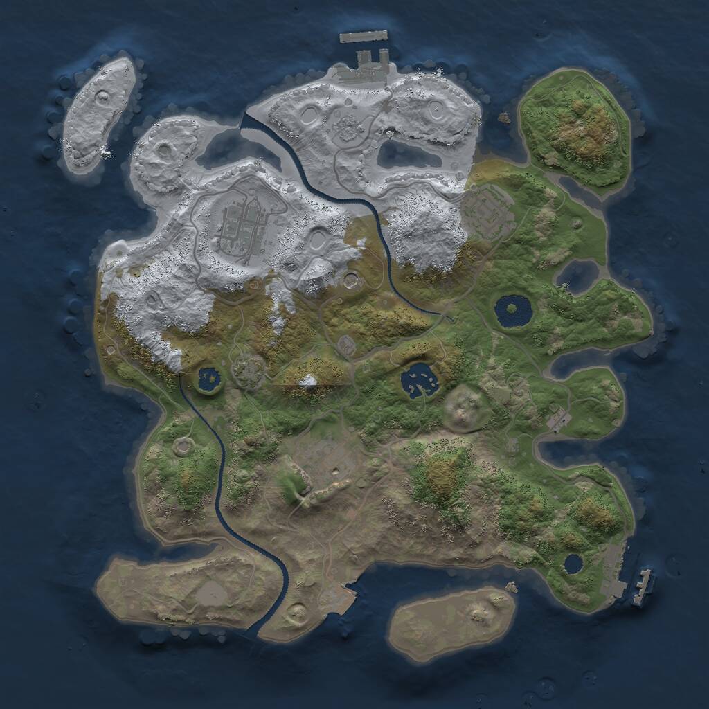 Rust Map: Procedural Map, Size: 3000, Seed: 1889, 10 Monuments