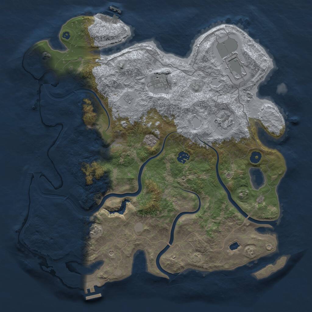 Rust Map: Procedural Map, Size: 4000, Seed: 90909090, 11 Monuments