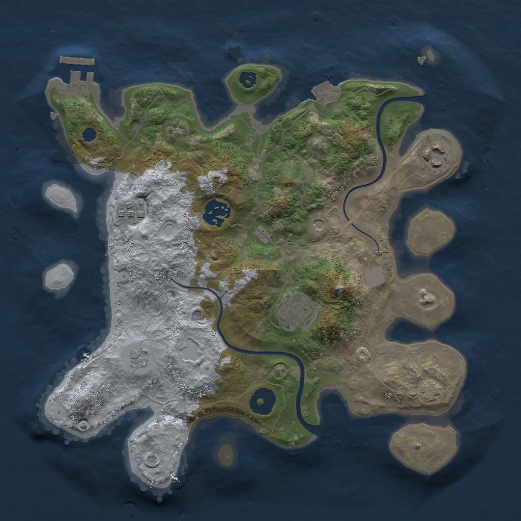 Rust Map: Procedural Map, Size: 3000, Seed: 47604760, 9 Monuments