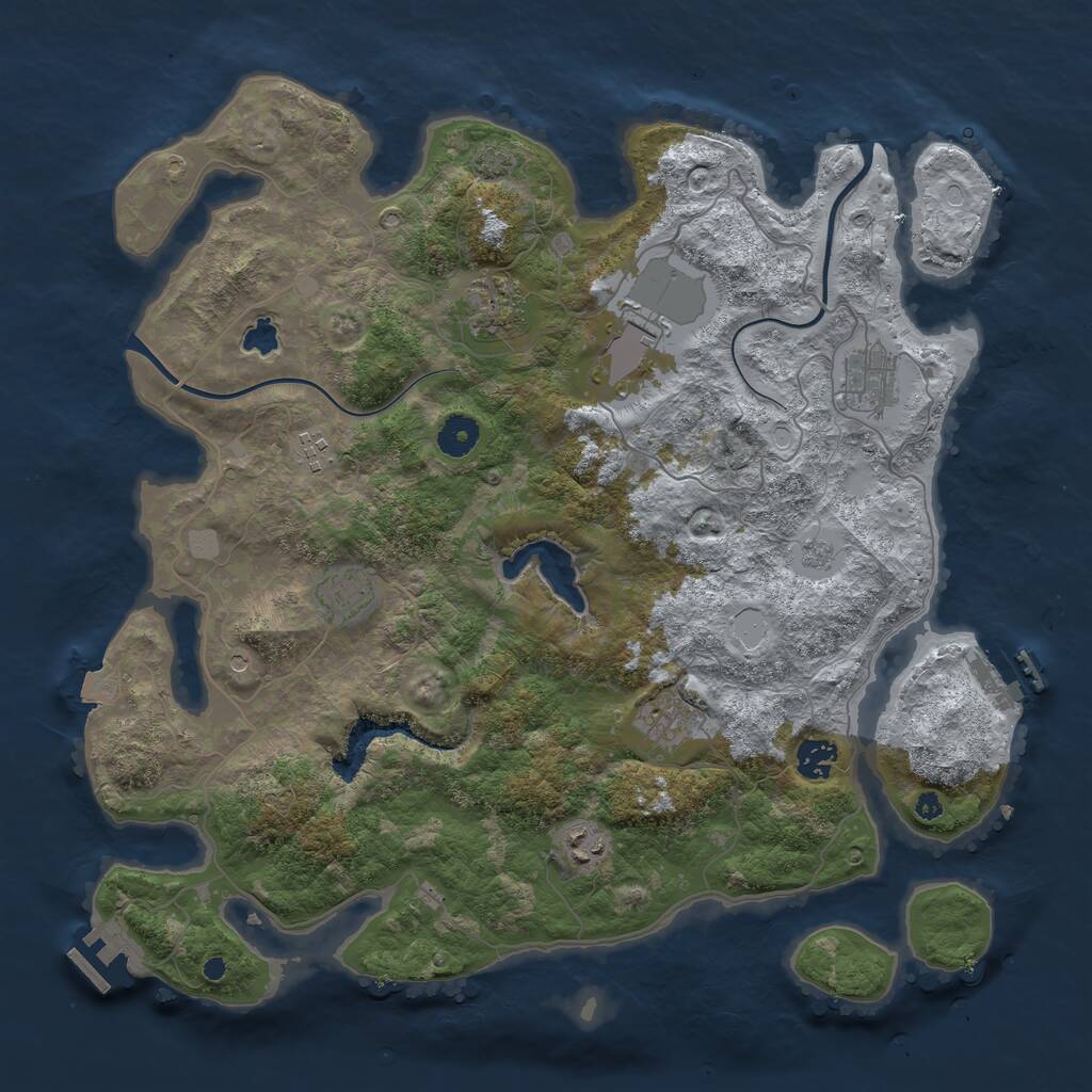 Rust Map: Procedural Map, Size: 4000, Seed: 907129, 14 Monuments