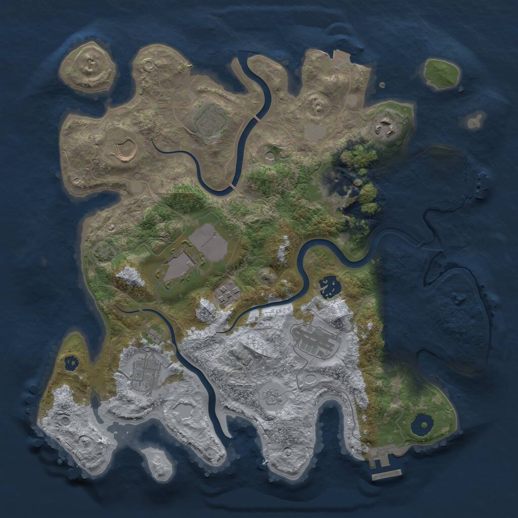 Rust Map: Procedural Map, Size: 3500, Seed: 1477822928, 15 Monuments