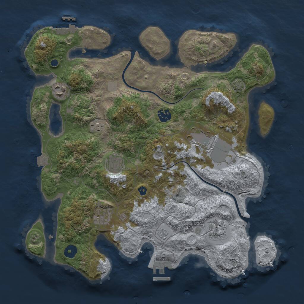 Rust Map: Procedural Map, Size: 3500, Seed: 205802831, 13 Monuments