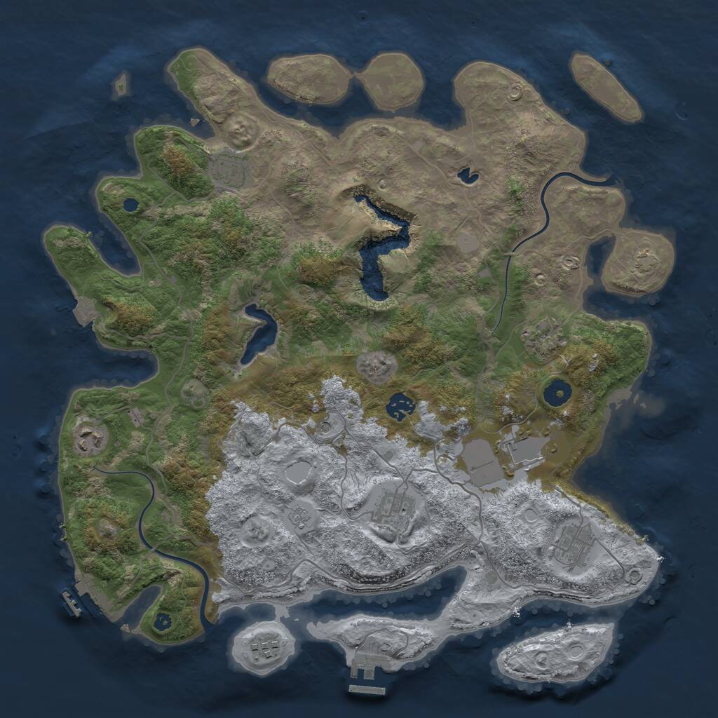 Rust Map: Procedural Map, Size: 4000, Seed: 6969612, 14 Monuments