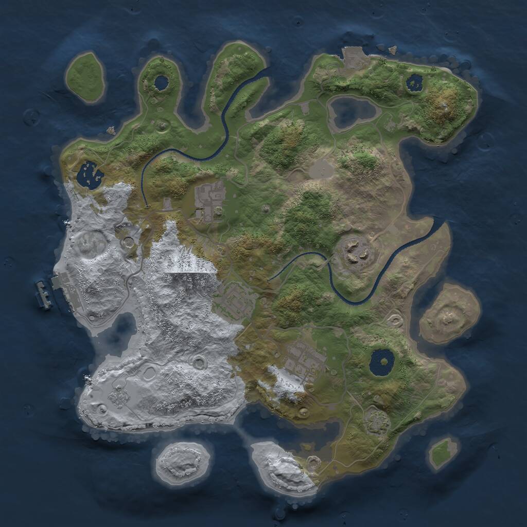 Rust Map: Procedural Map, Size: 3000, Seed: 1018349074, 10 Monuments