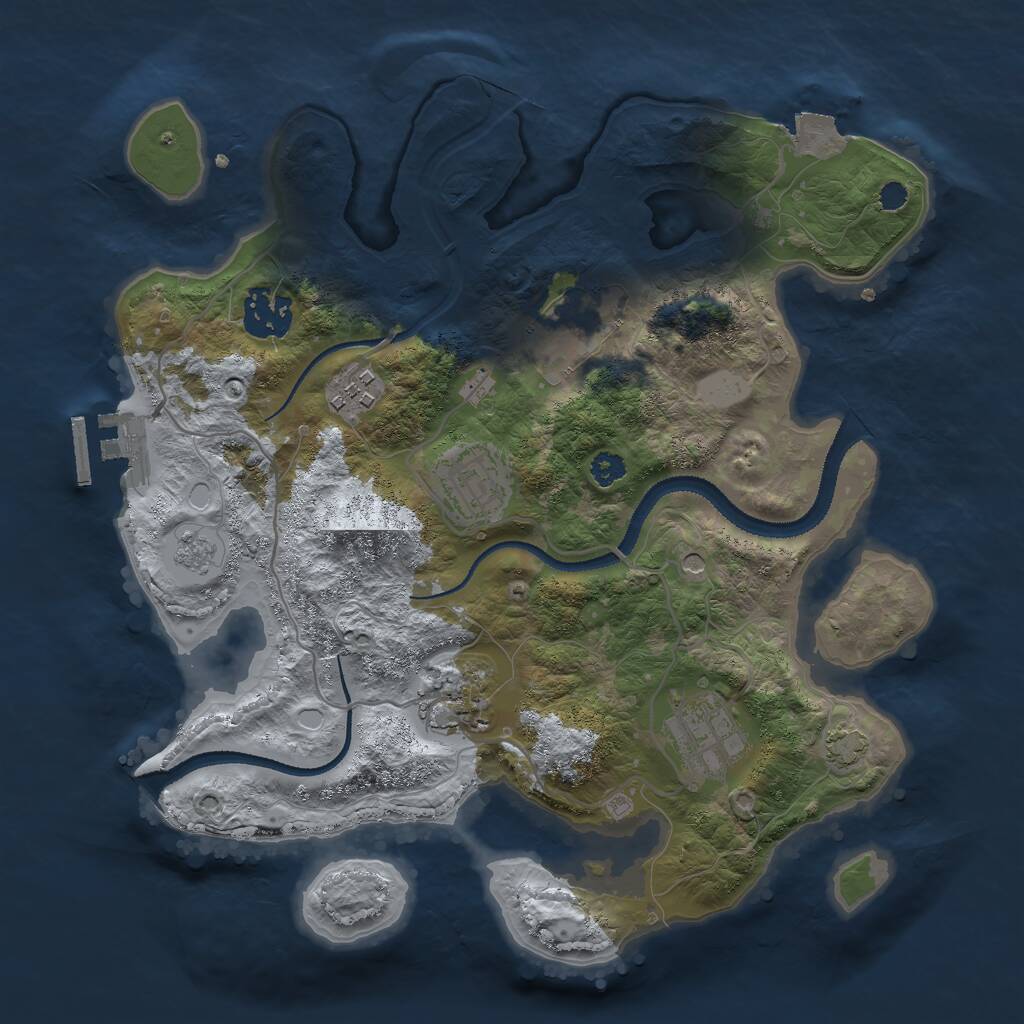 Rust Map: Procedural Map, Size: 3000, Seed: 1018349074, 11 Monuments
