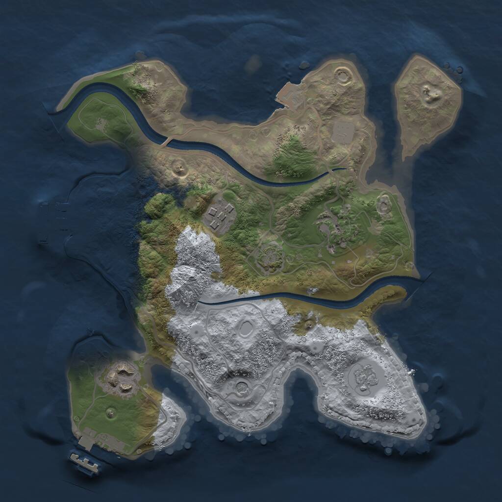 Rust Map: Procedural Map, Size: 2500, Seed: 234867, 9 Monuments