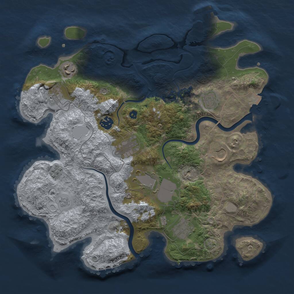 Rust Map: Procedural Map, Size: 3500, Seed: 396085665, 14 Monuments