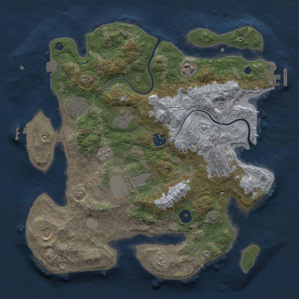 Rust Map: Procedural Map, Size: 3500, Seed: 1121377872, 13 Monuments