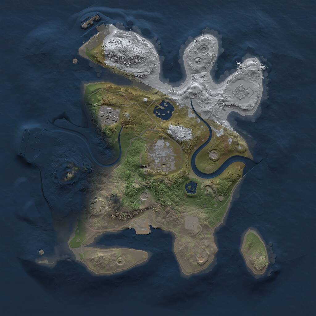 Rust Map: Procedural Map, Size: 2500, Seed: 323579943, 9 Monuments
