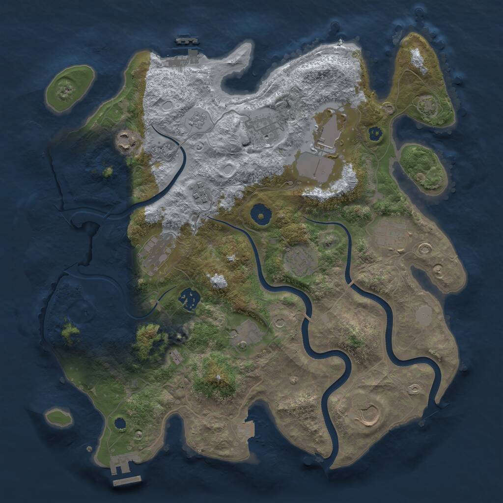 Rust Map: Procedural Map, Size: 3600, Seed: 3179, 16 Monuments