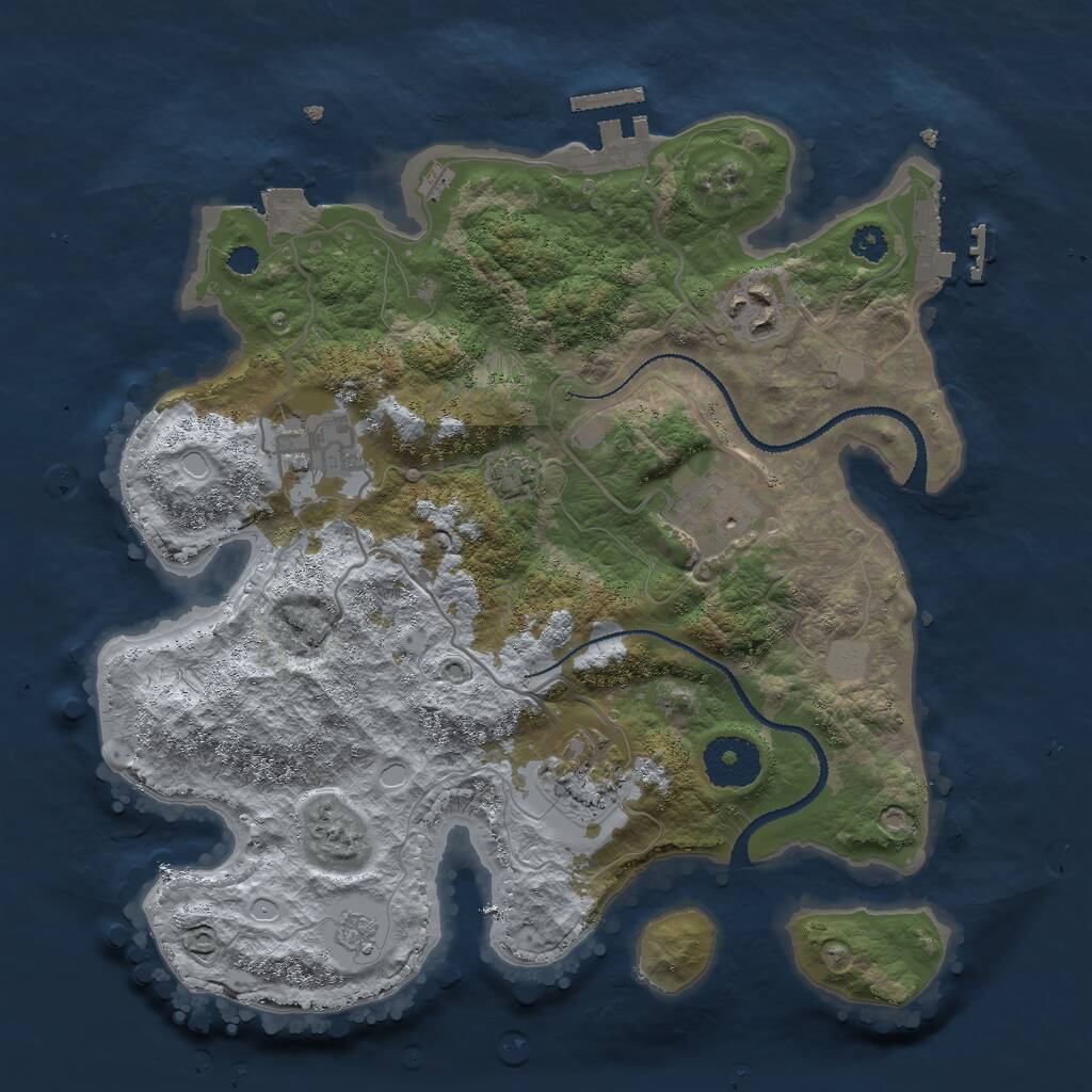 Rust Map: Procedural Map, Size: 3000, Seed: 165408583, 9 Monuments
