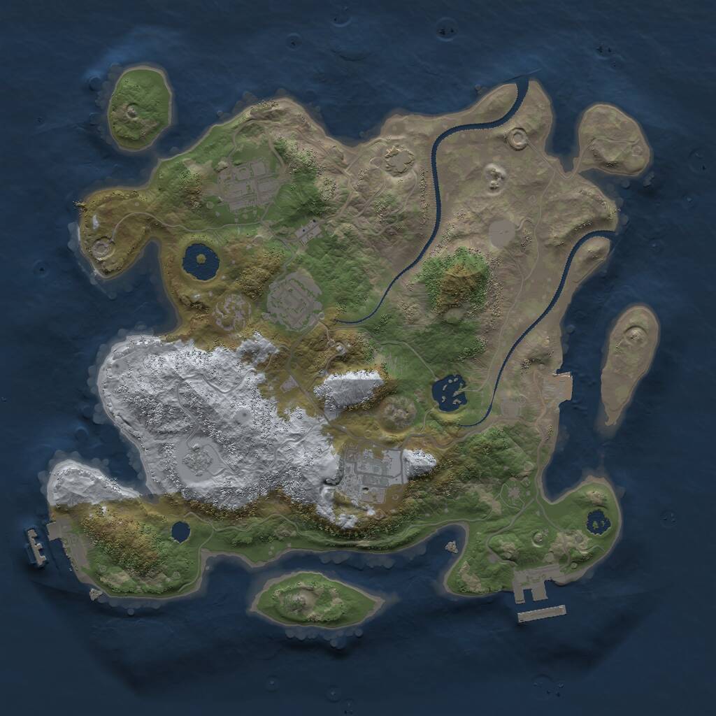Rust Map: Procedural Map, Size: 3000, Seed: 5055, 9 Monuments