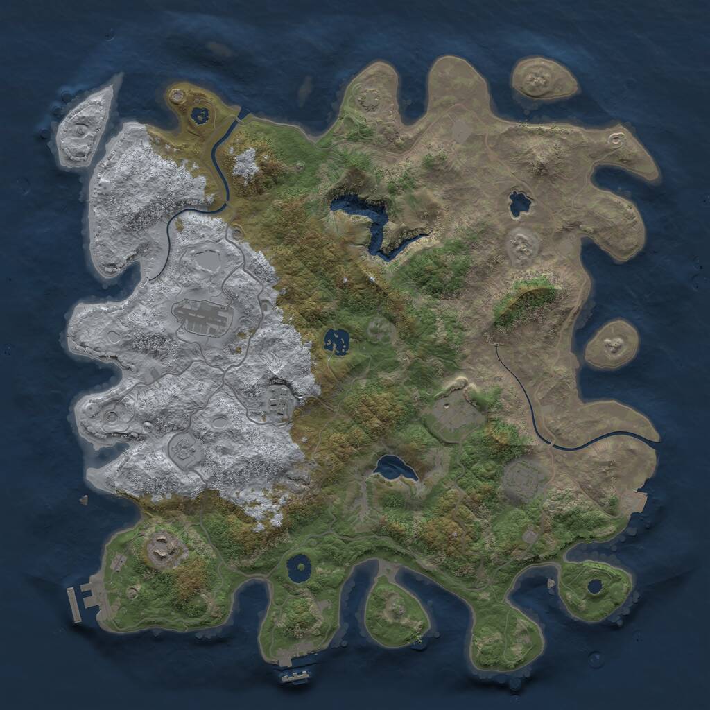 Rust Map: Procedural Map, Size: 4000, Seed: 553753, 12 Monuments