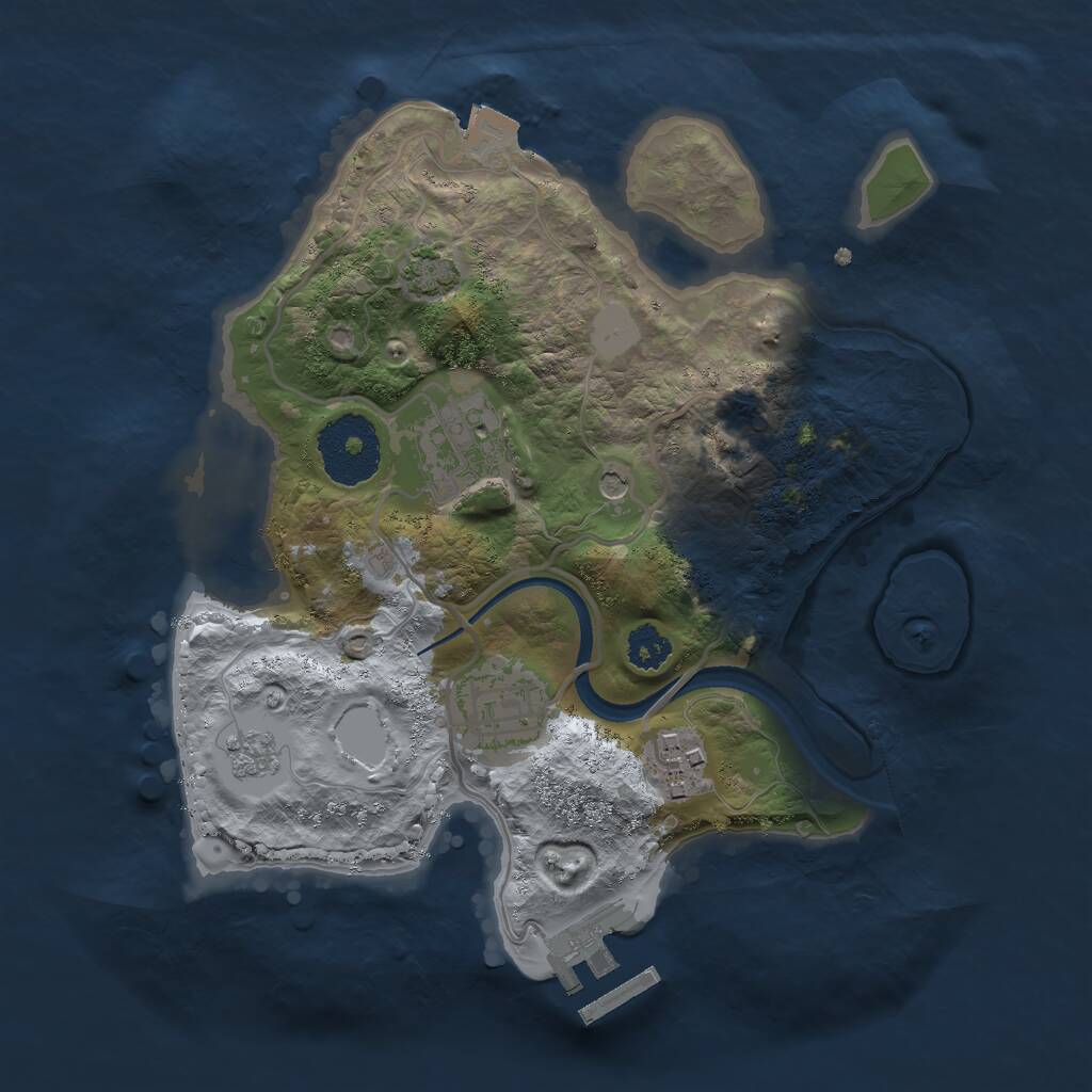 Rust Map: Procedural Map, Size: 2500, Seed: 8008569, 8 Monuments