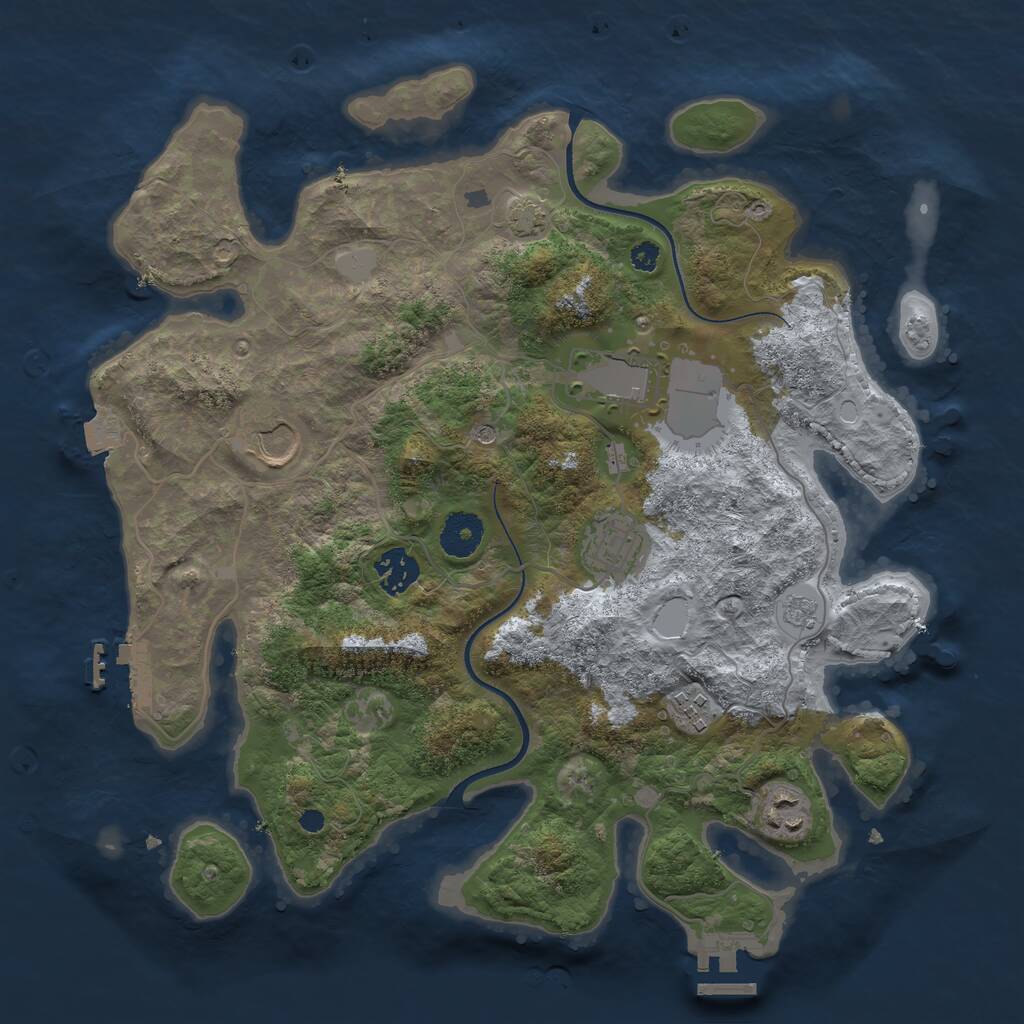 Rust Map: Procedural Map, Size: 3500, Seed: 180606736, 12 Monuments