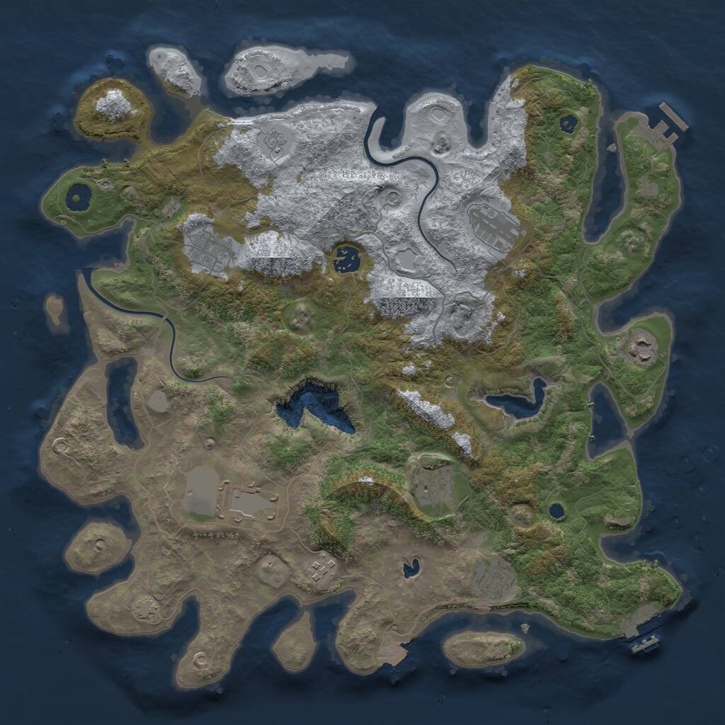 Rust Map: Procedural Map, Size: 4000, Seed: 360950666, 14 Monuments