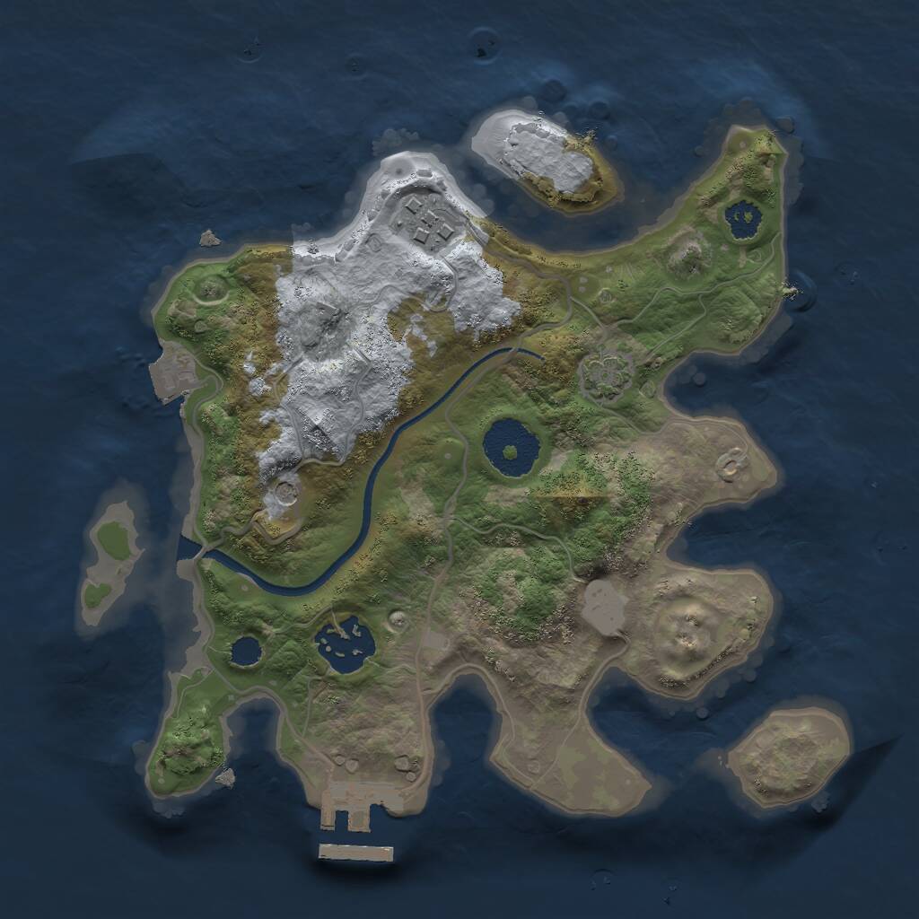 Rust Map: Procedural Map, Size: 2500, Seed: 878931886, 6 Monuments