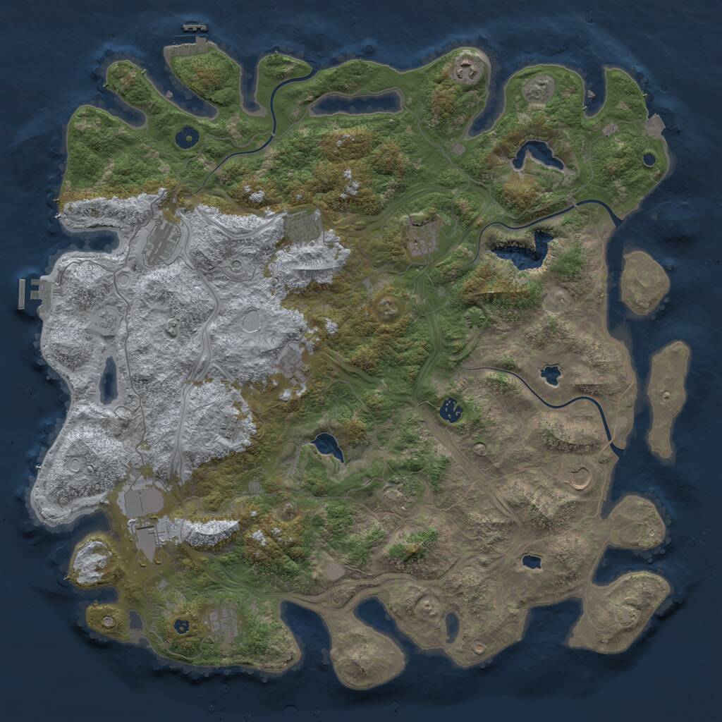 Rust Map: Procedural Map, Size: 4800, Seed: 900315756, 17 Monuments