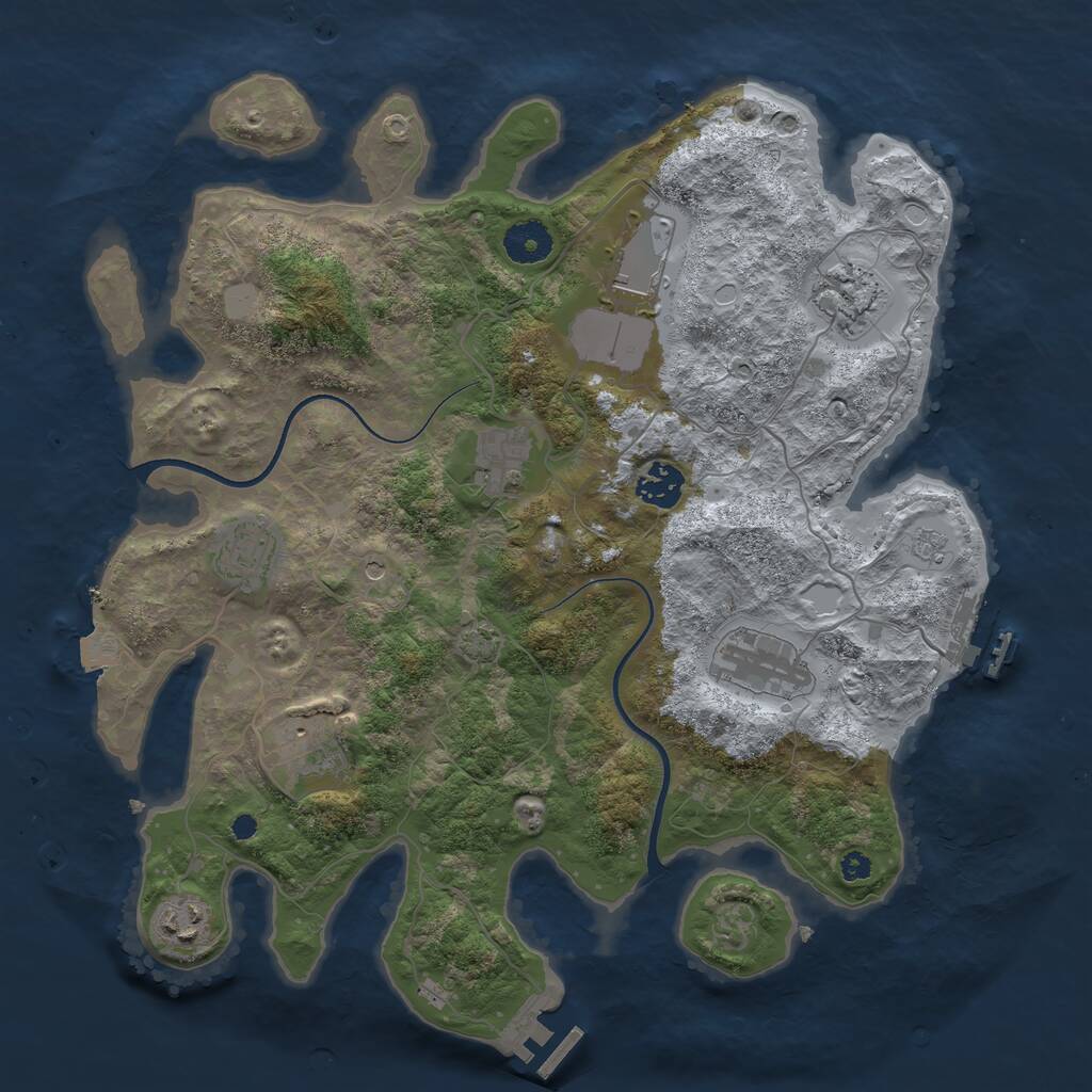 Rust Map: Procedural Map, Size: 3600, Seed: 1131068587, 14 Monuments
