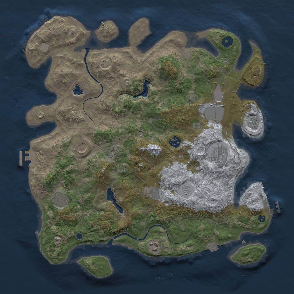 Rust Map: Procedural Map, Size: 4000, Seed: 350934420, 14 Monuments