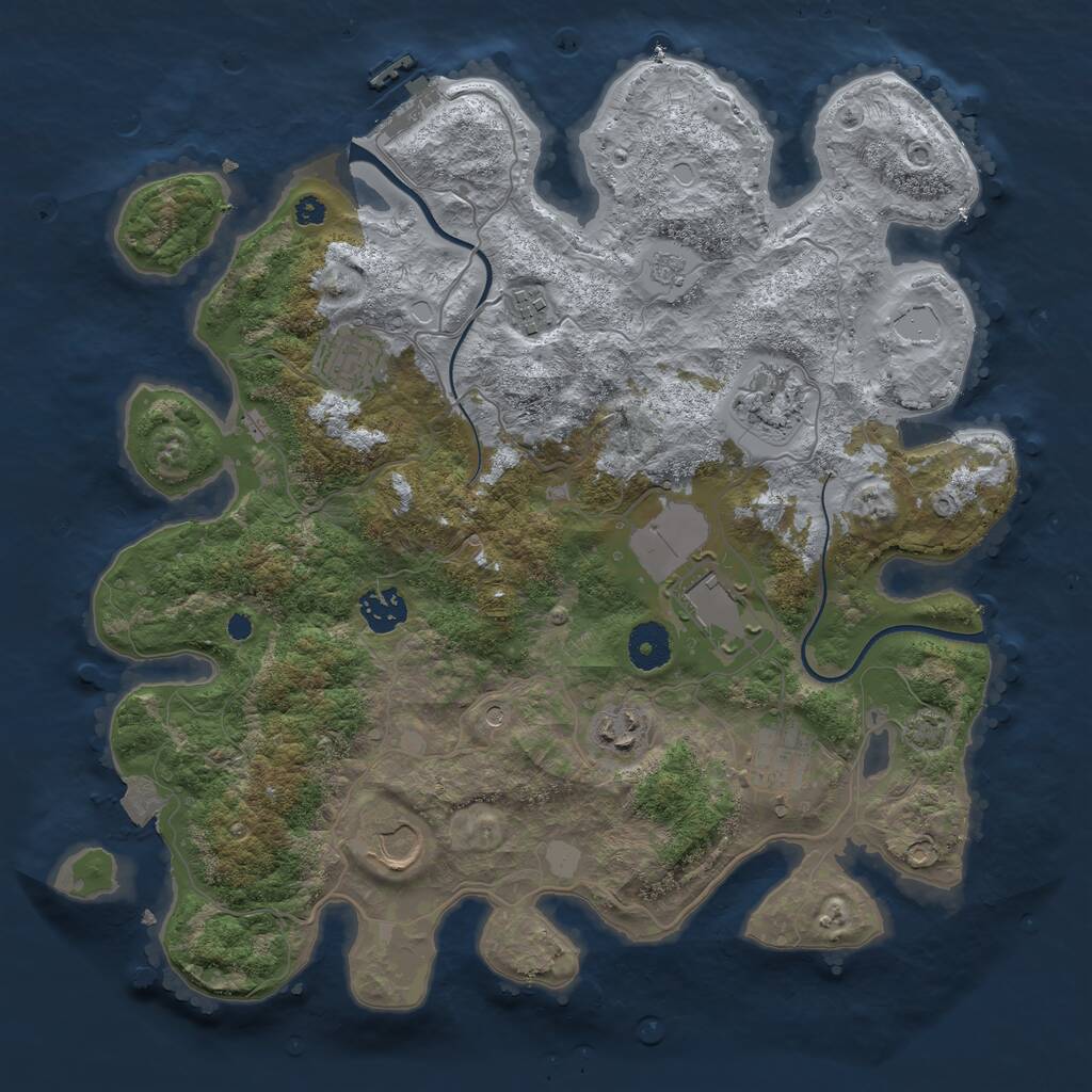 Rust Map: Procedural Map, Size: 3600, Seed: 3156, 13 Monuments