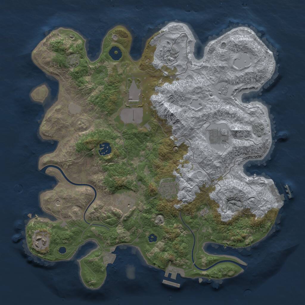 Rust Map: Procedural Map, Size: 3500, Seed: 307290022, 14 Monuments