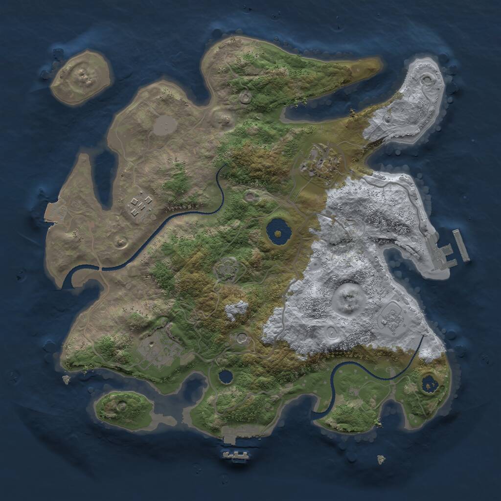 Rust Map: Procedural Map, Size: 3000, Seed: 79313, 9 Monuments