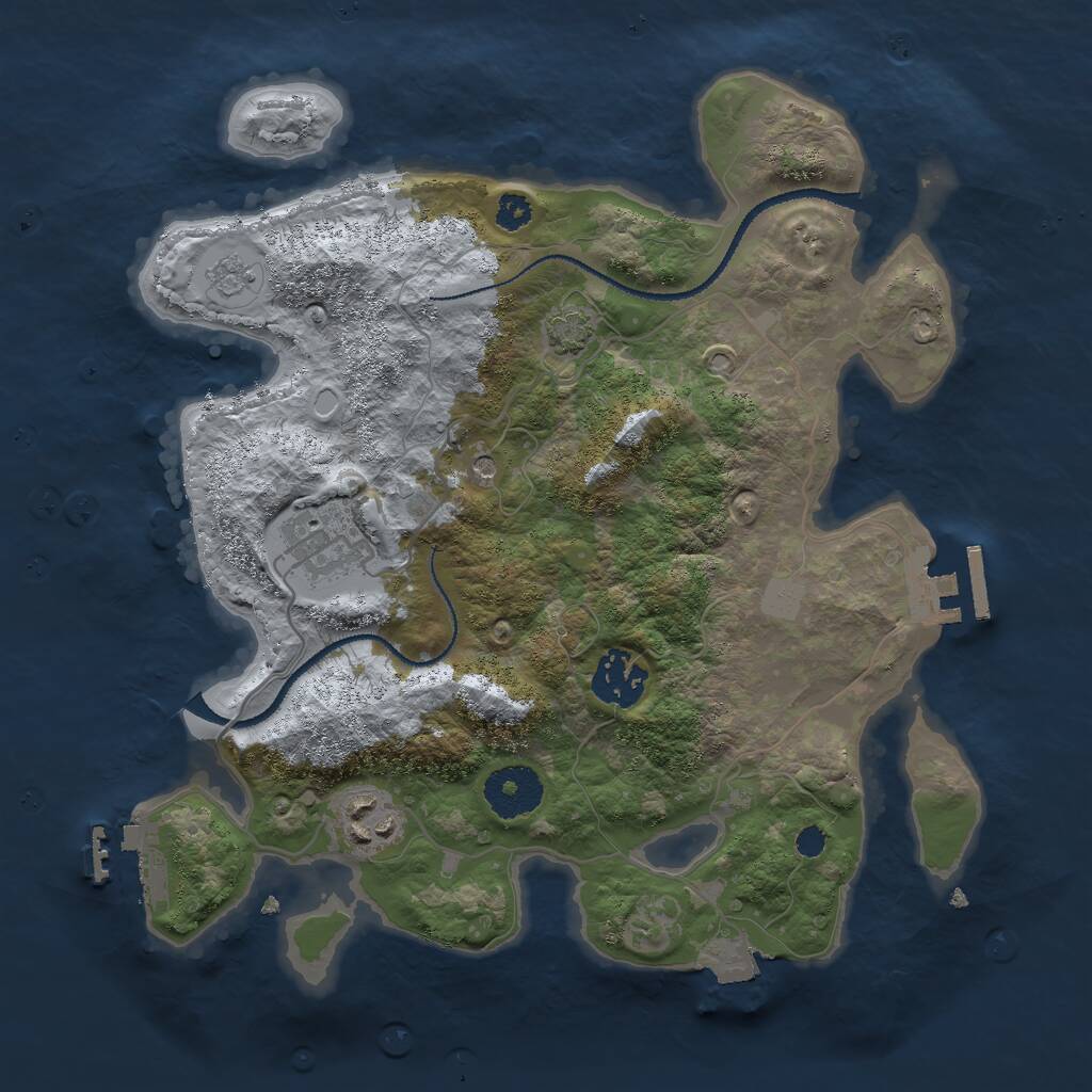 Rust Map: Procedural Map, Size: 3000, Seed: 14105, 9 Monuments