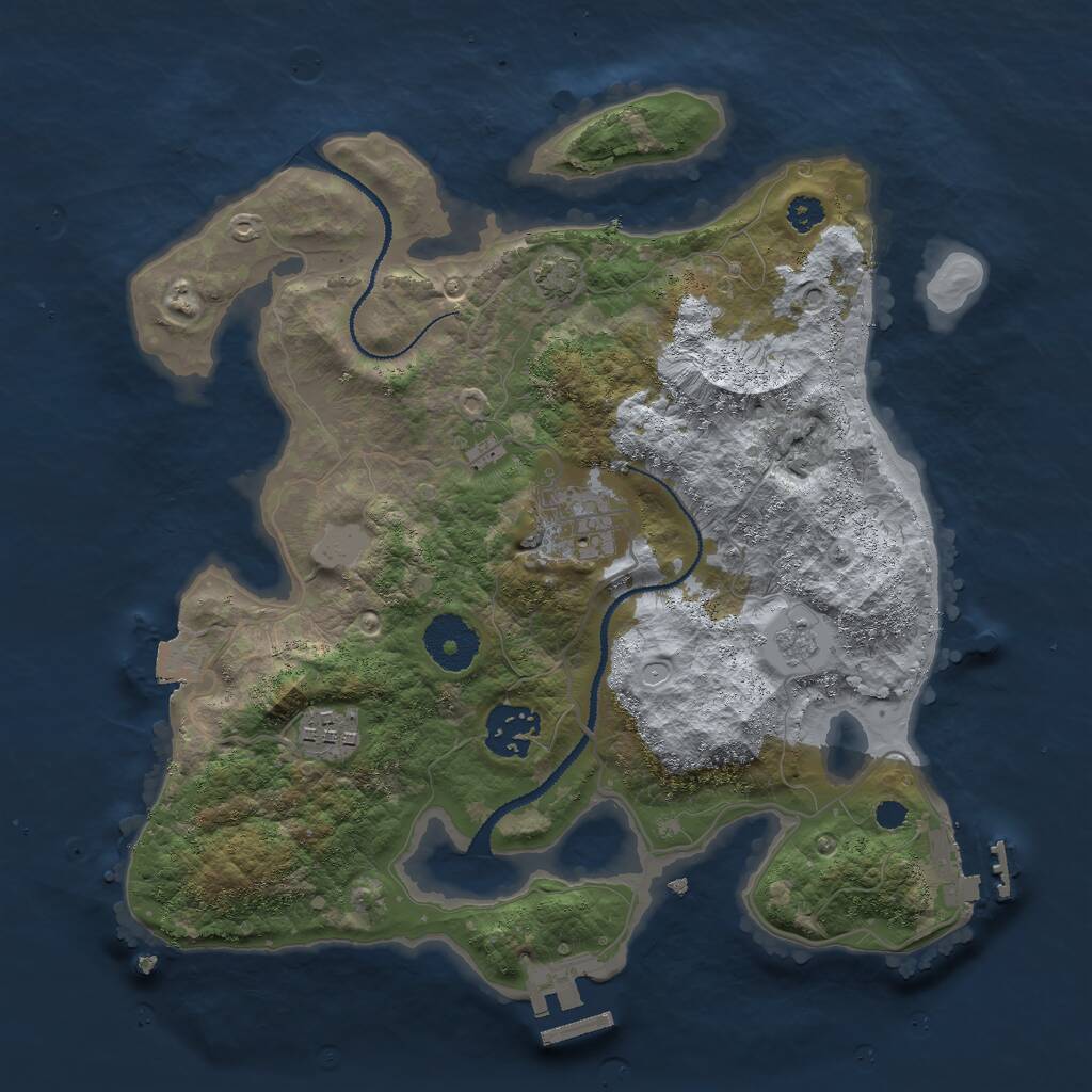 Rust Map: Procedural Map, Size: 3000, Seed: 390705109, 8 Monuments