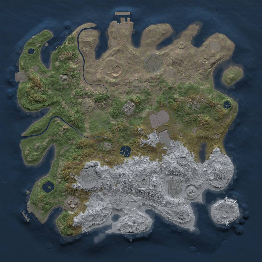 Rust Map: Procedural Map, Size: 3500, Seed: 324675, 15 Monuments