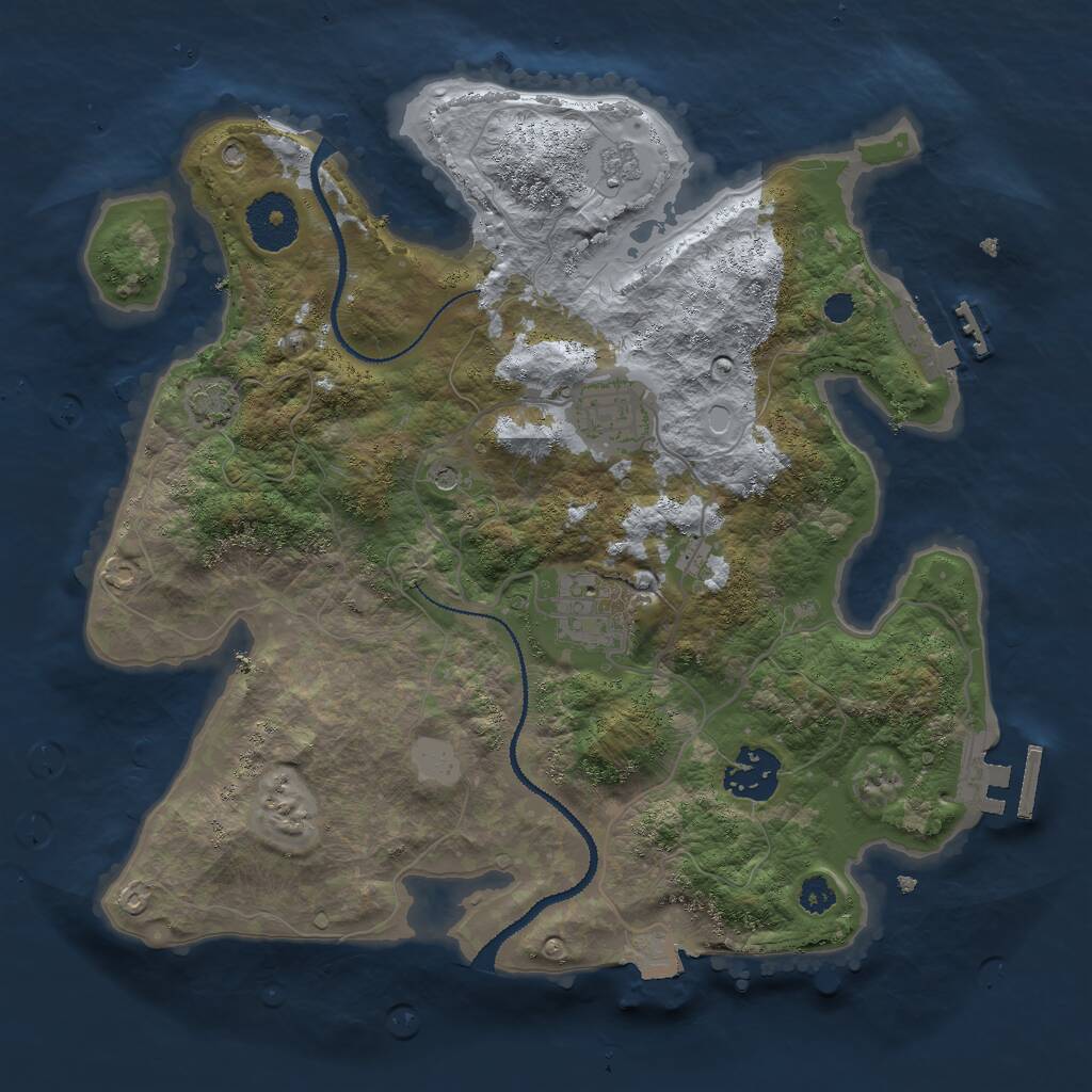 Rust Map: Procedural Map, Size: 3000, Seed: 17968, 9 Monuments