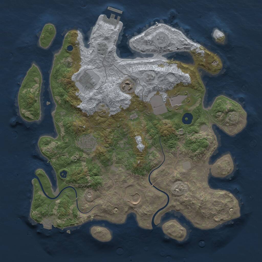 Rust Map: Procedural Map, Size: 3500, Seed: 12763182, 11 Monuments