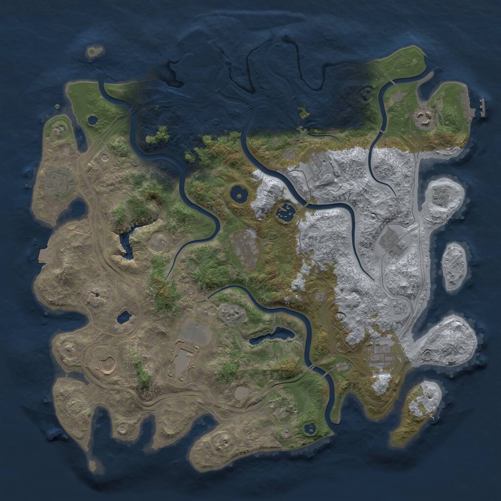 Rust Map: Procedural Map, Size: 4250, Seed: 965121511, 17 Monuments