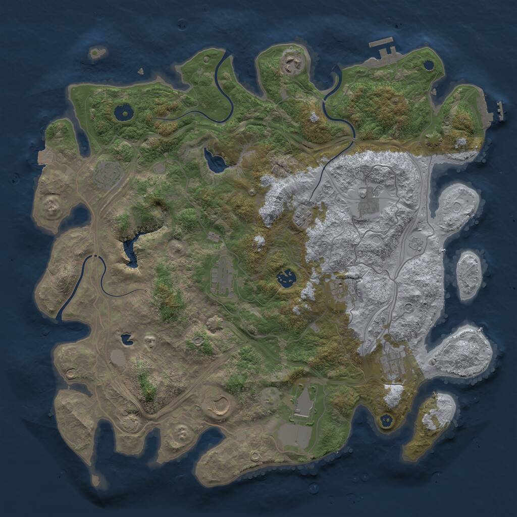 Rust Map: Procedural Map, Size: 4250, Seed: 965121511, 16 Monuments