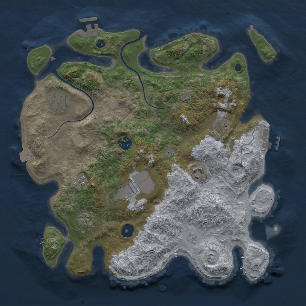 Rust Map: Procedural Map, Size: 3500, Seed: 2020561229, 13 Monuments
