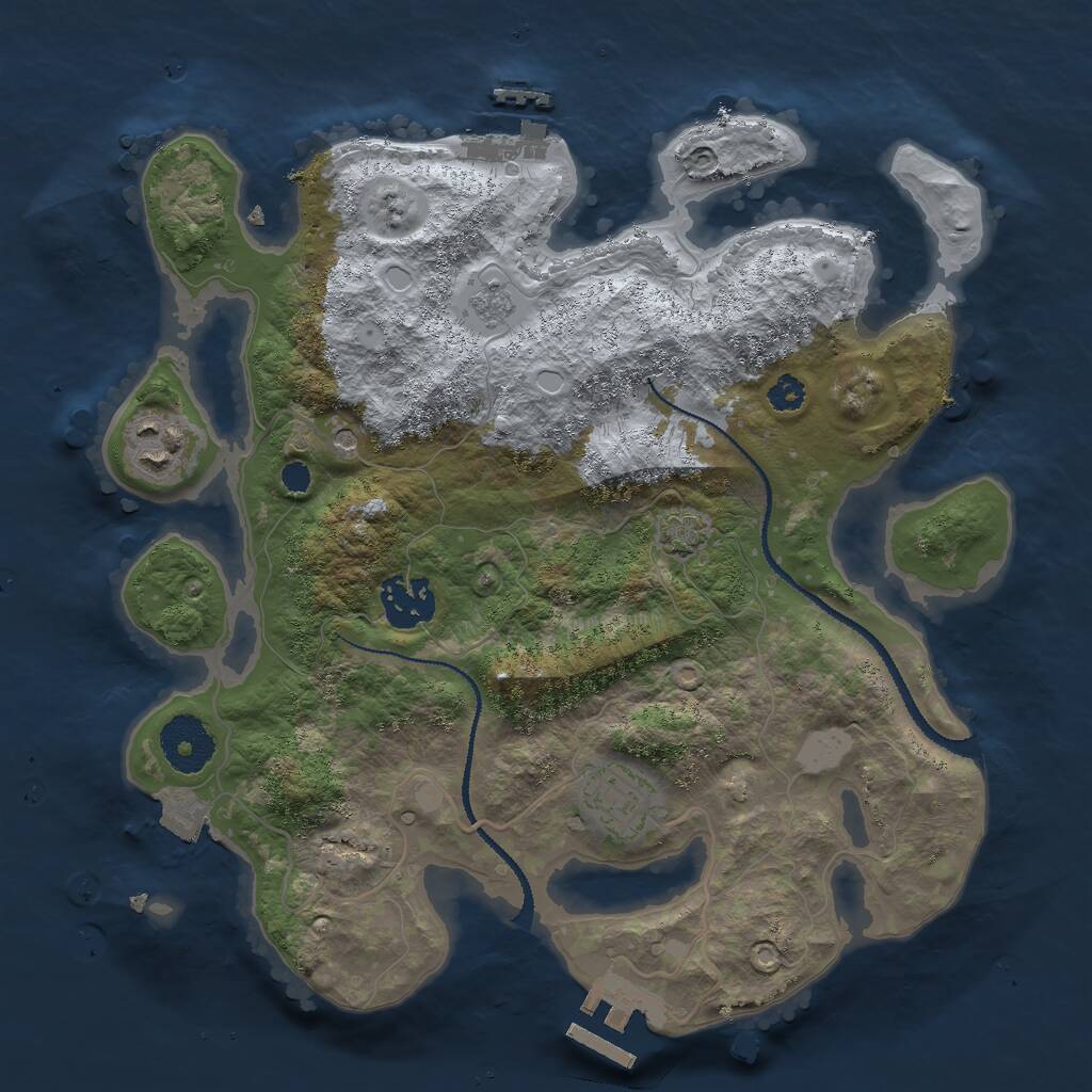 Rust Map: Procedural Map, Size: 3000, Seed: 1423546403, 9 Monuments