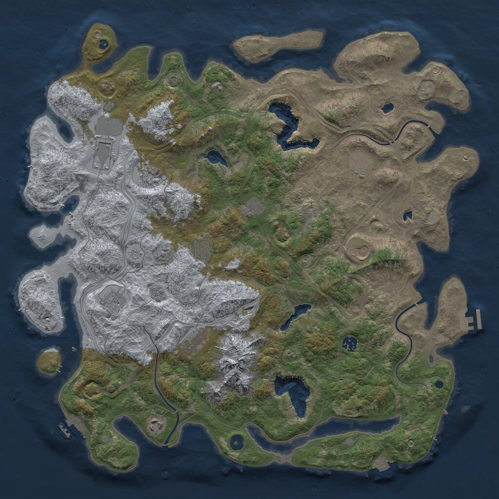 Rust Map: Procedural Map, Size: 5000, Seed: 55543, 17 Monuments