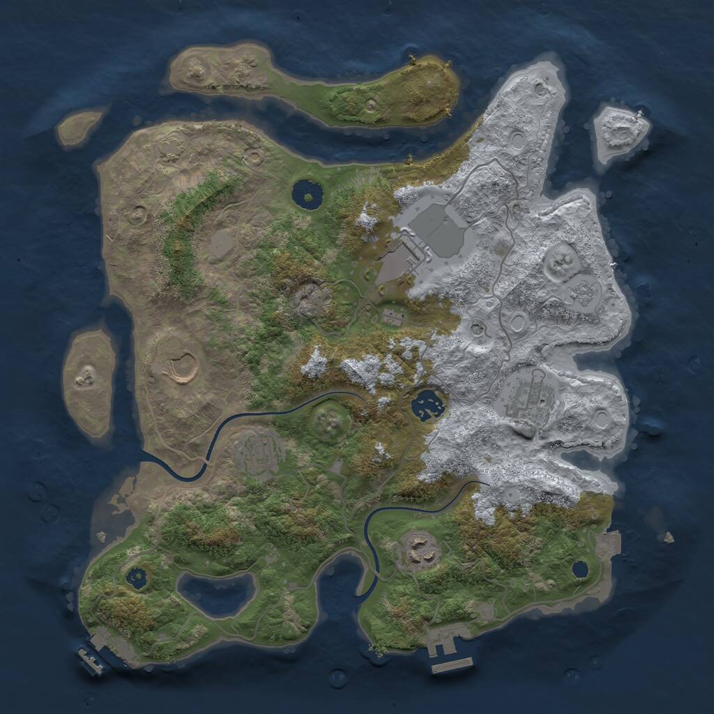 Rust Map: Procedural Map, Size: 3500, Seed: 1767215537, 12 Monuments