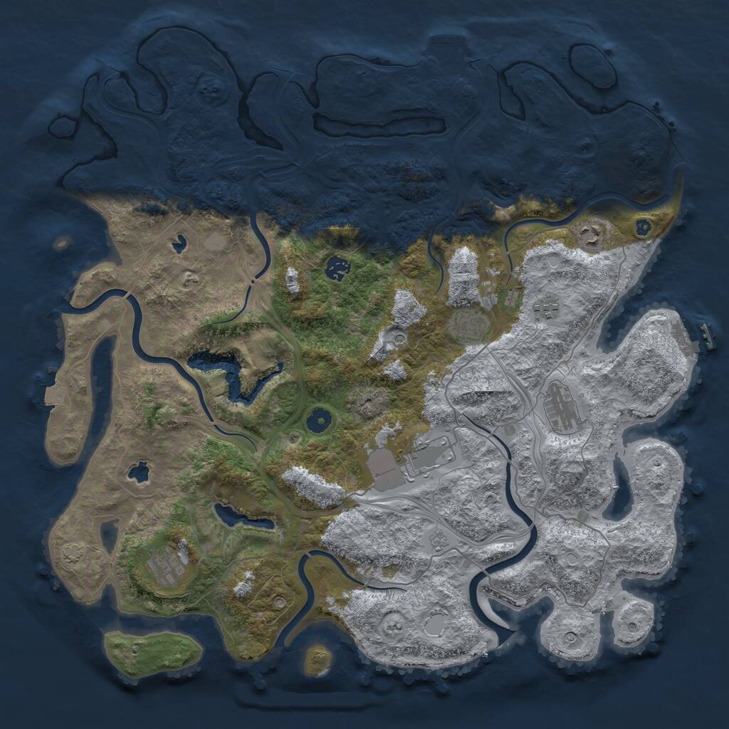 Rust Map: Procedural Map, Size: 4500, Seed: 673852, 13 Monuments
